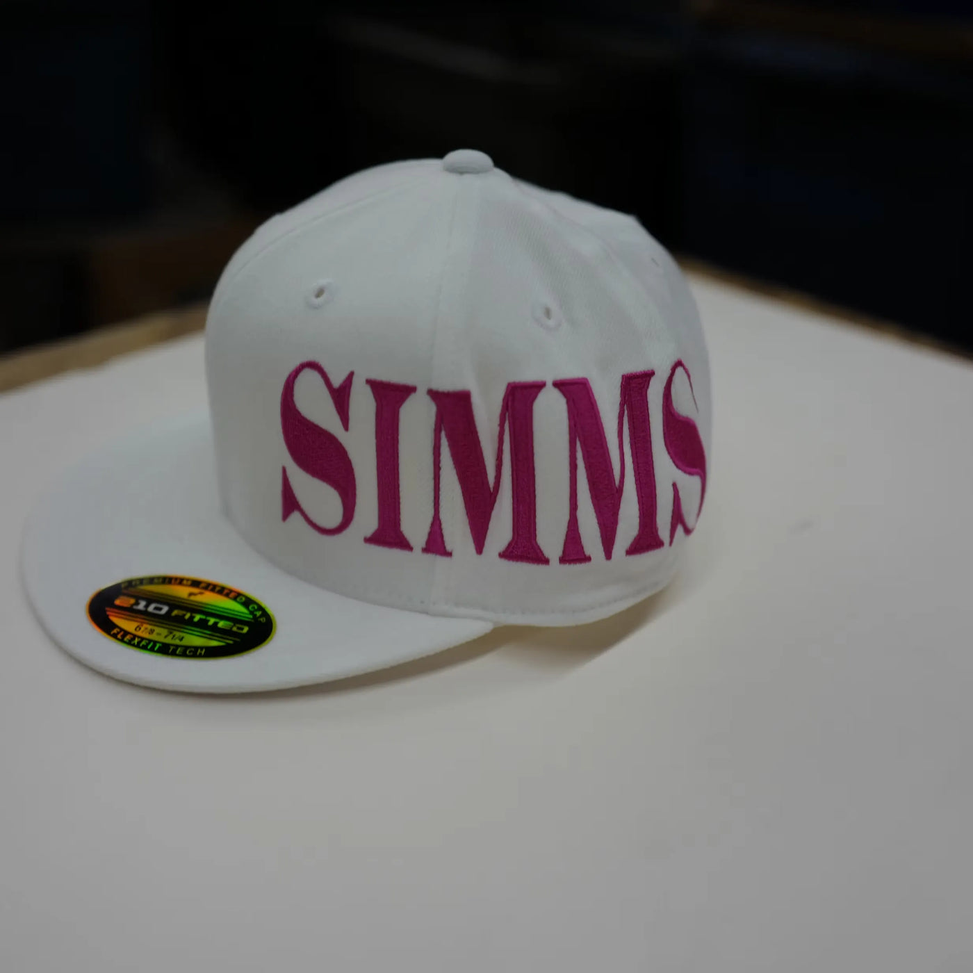 SIMMS On Side Pink Logo Hat -White