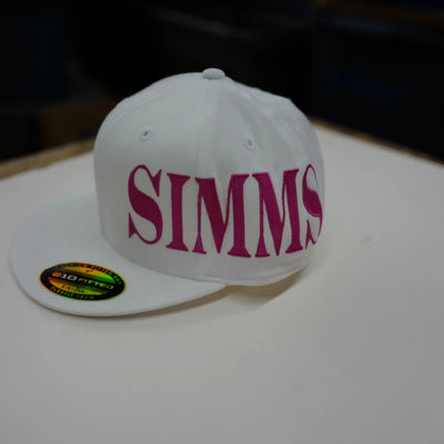 SIMMS On Side Pink Logo Hat -White
