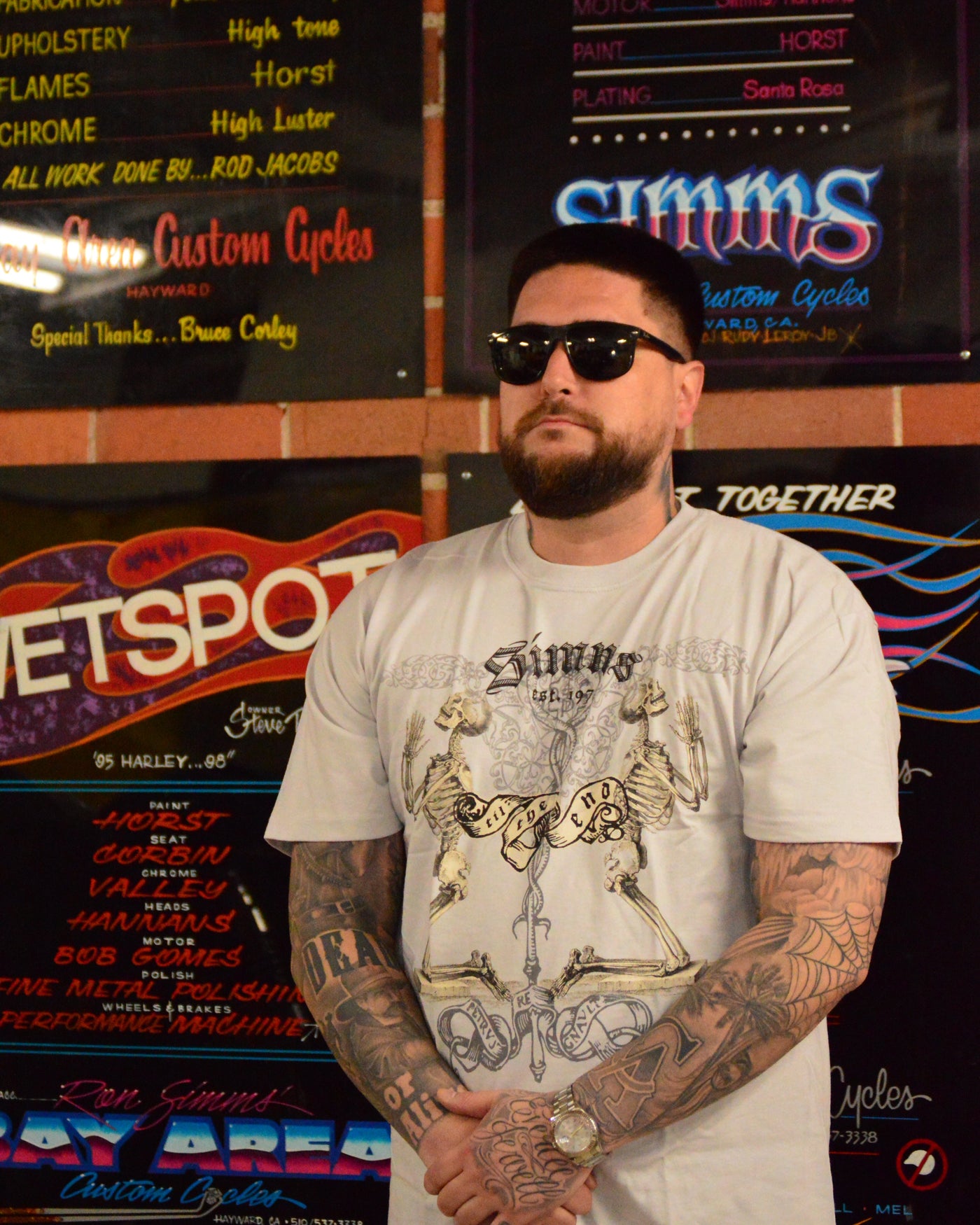 SIMMS Praying Skull Tee#511 -Beige/Green