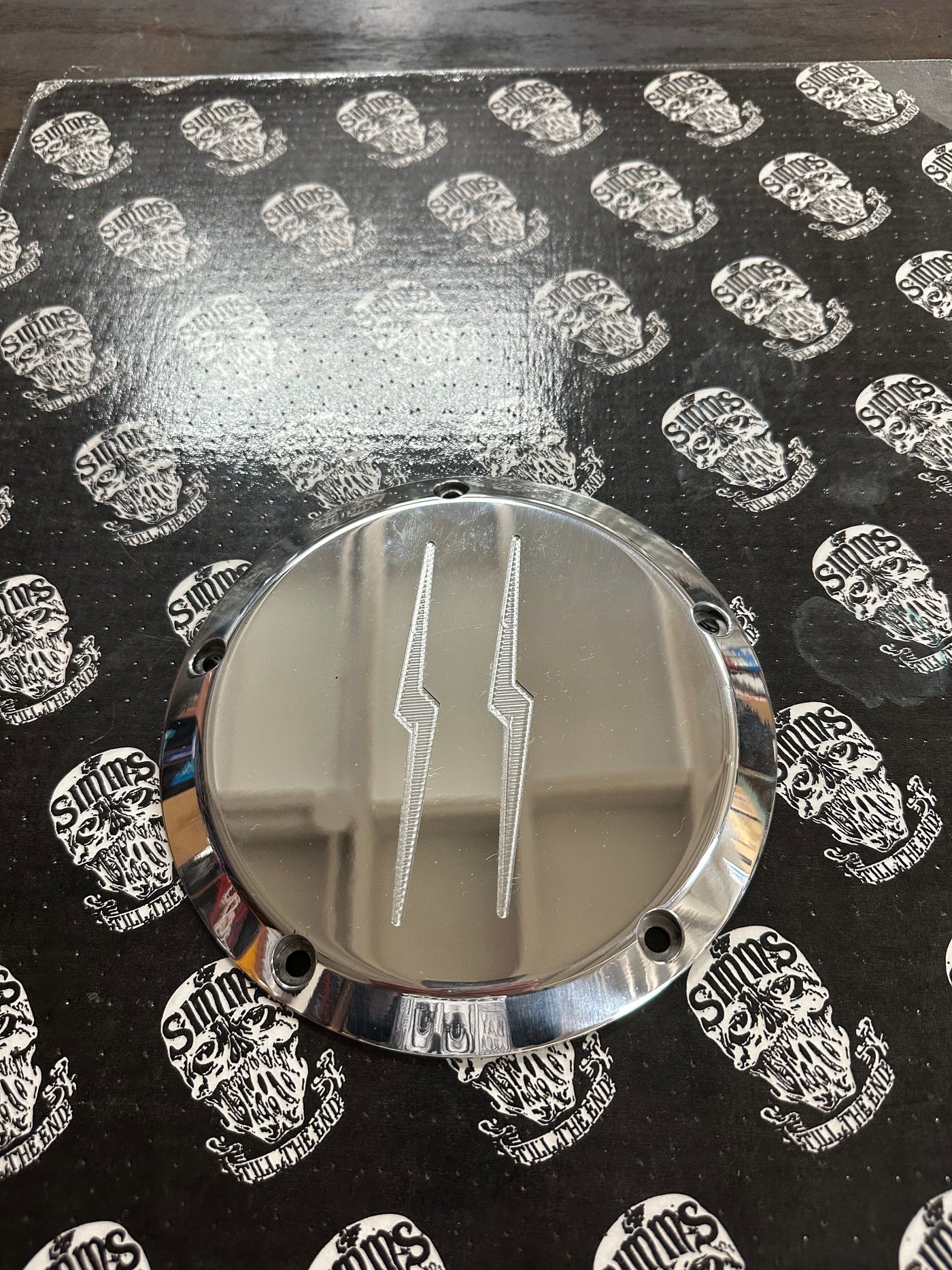 SIMMS Polished Twin Cam 5 Hole Side Derby Cover J-Thunder Bolt